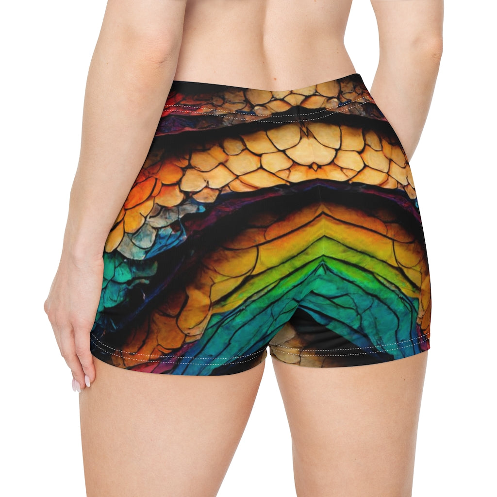 rainbow dragon scales abstract mirror - Women's Shorts (AOP)