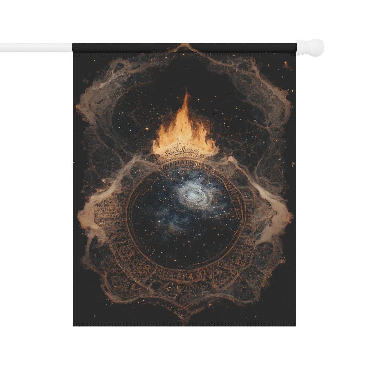 old cartography of burning man like a Kabbalah, galaxy, black background, dark