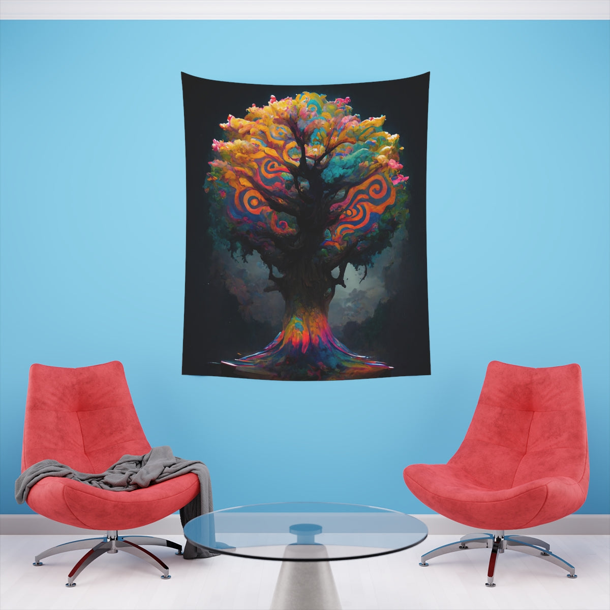 psychedelic tree - Indoor Wall Tapestries