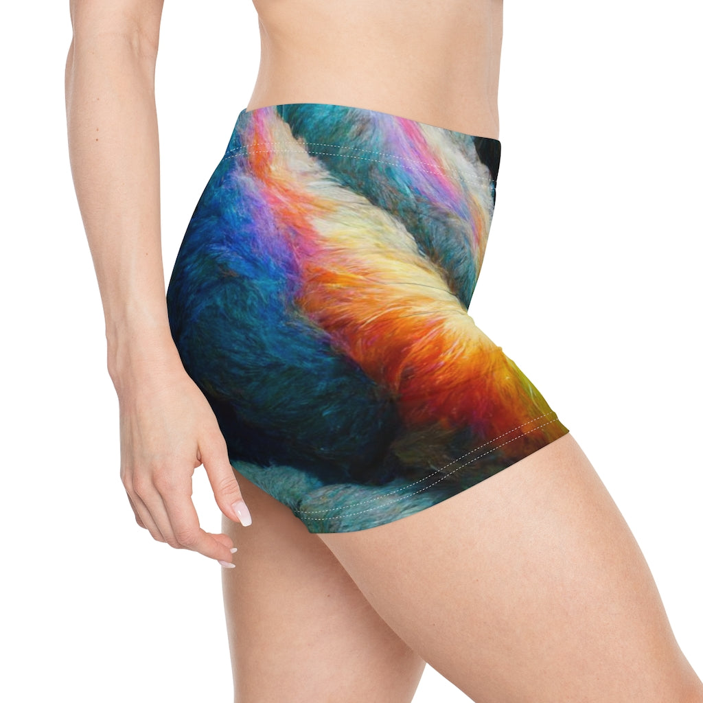 an abstract expanse of fluffy rainbow fur - Women's Shorts (AOP)