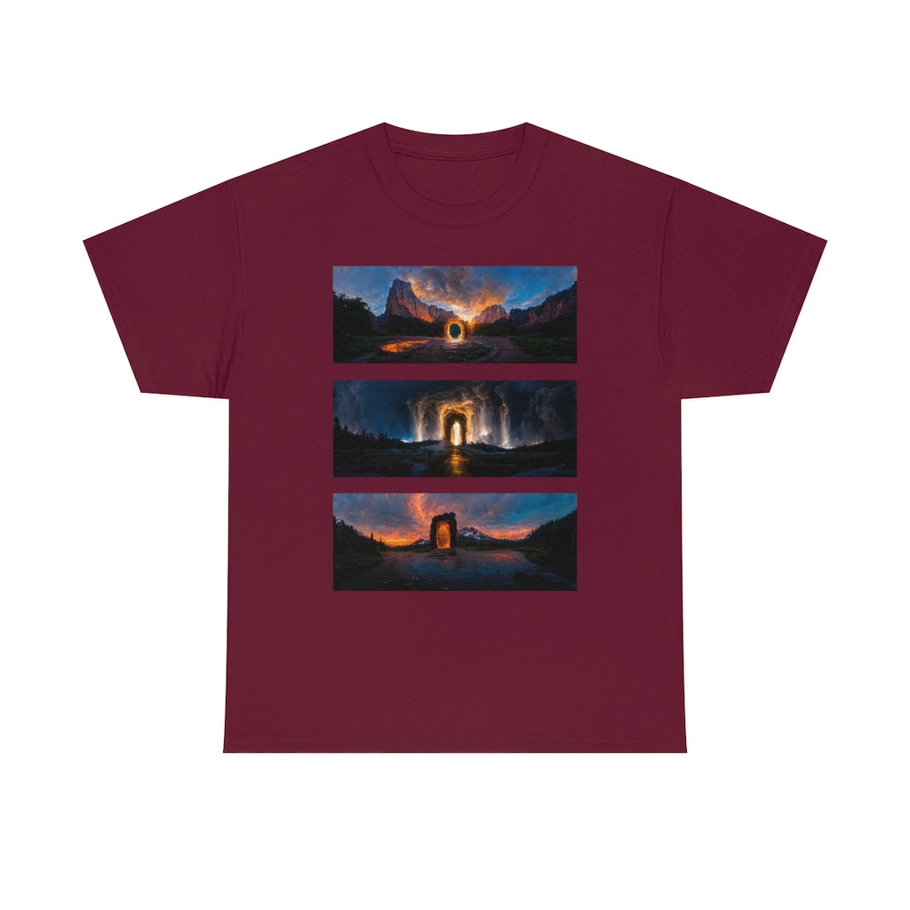 wide_angle_photo_of_a_magical_portal_in_(zion, yellowstone, ranier) - Unisex Heavy Cotton Tee