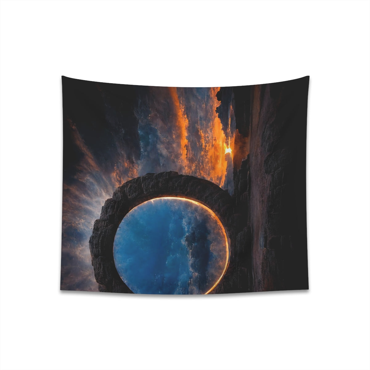 sunset stargate made of stone that form a circle - Indoor Wall Tapestries