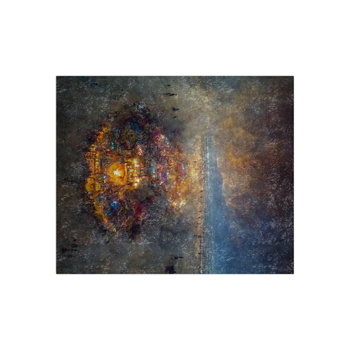 drone shot of burning man from above by monet, aerial view - Crushed Velvet Blanket