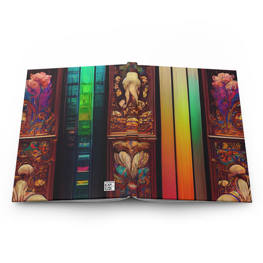 art nouveau library, intricate, rainbow colors, vibrant - Hardcover Journal Matte