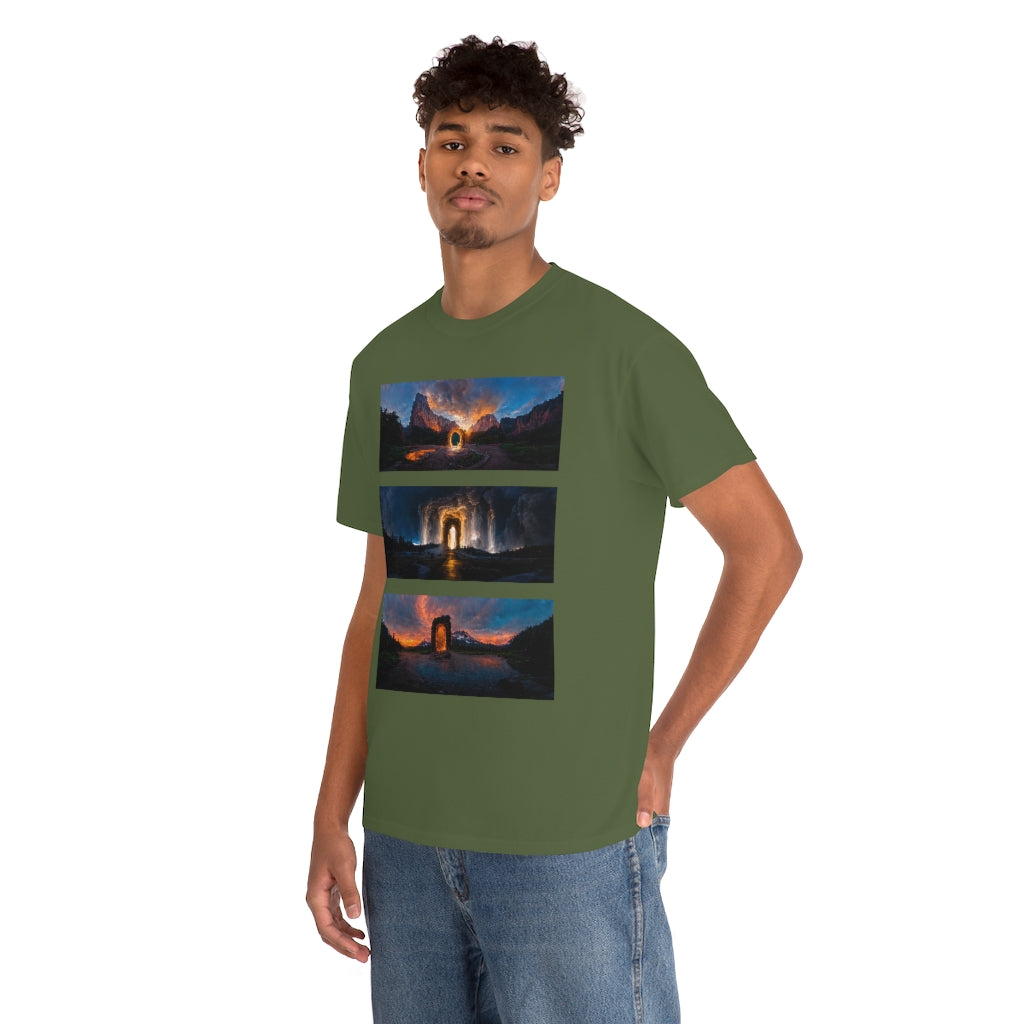 wide_angle_photo_of_a_magical_portal_in_(zion, yellowstone, ranier) - Unisex Heavy Cotton Tee