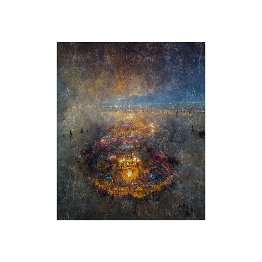 drone shot of burning man from above by monet, aerial view - Crushed Velvet Blanket