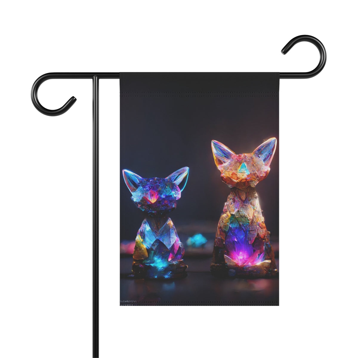 multicolored crystal fox and cat statues, magical, light background