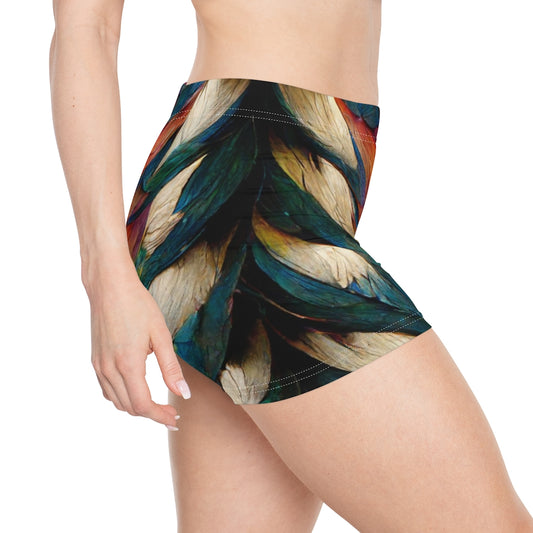 a tiling pattern of rainbow feathers - Women's Shorts (AOP)