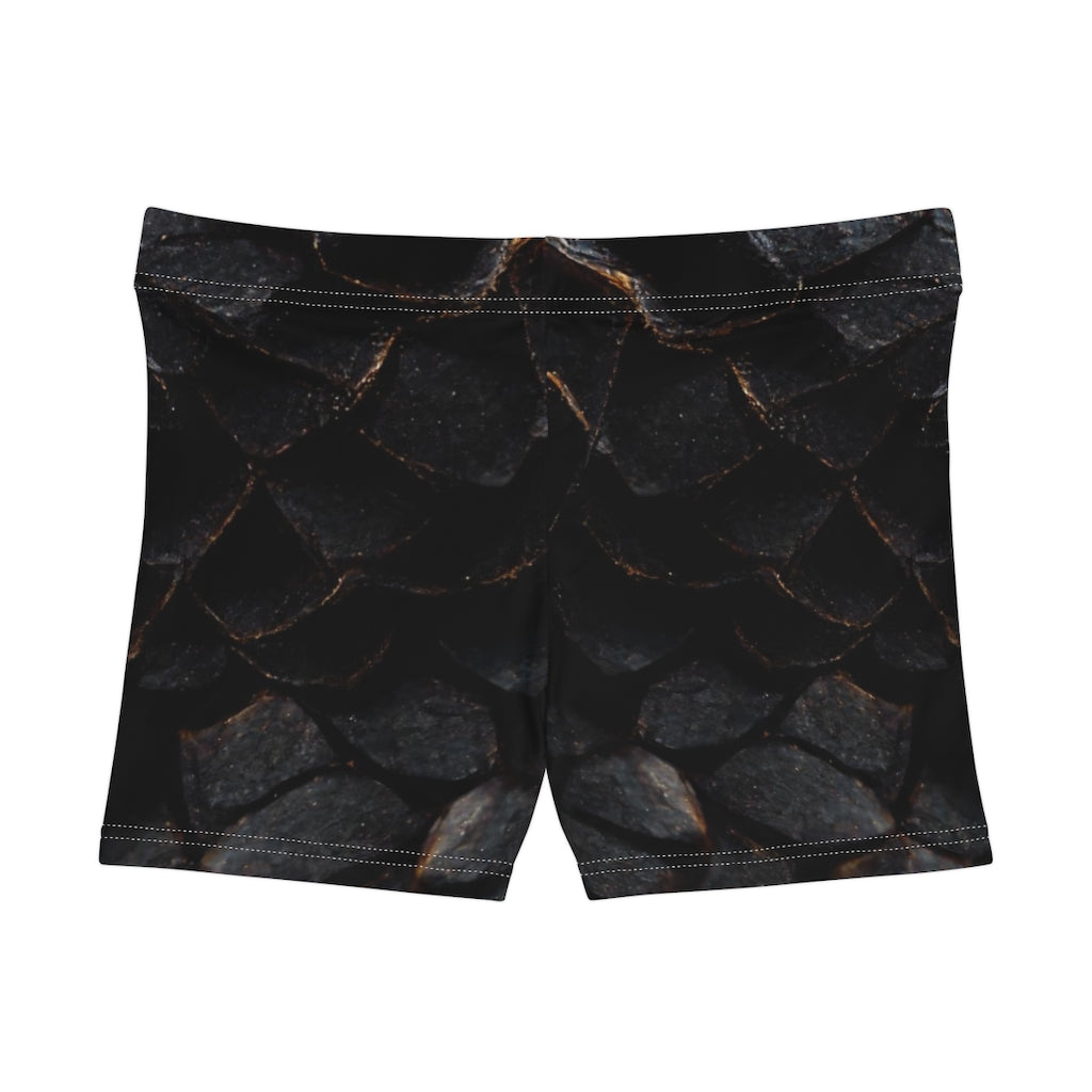 tiling pattern of black dragon scales highly detailed - Women's Shorts (AOP)