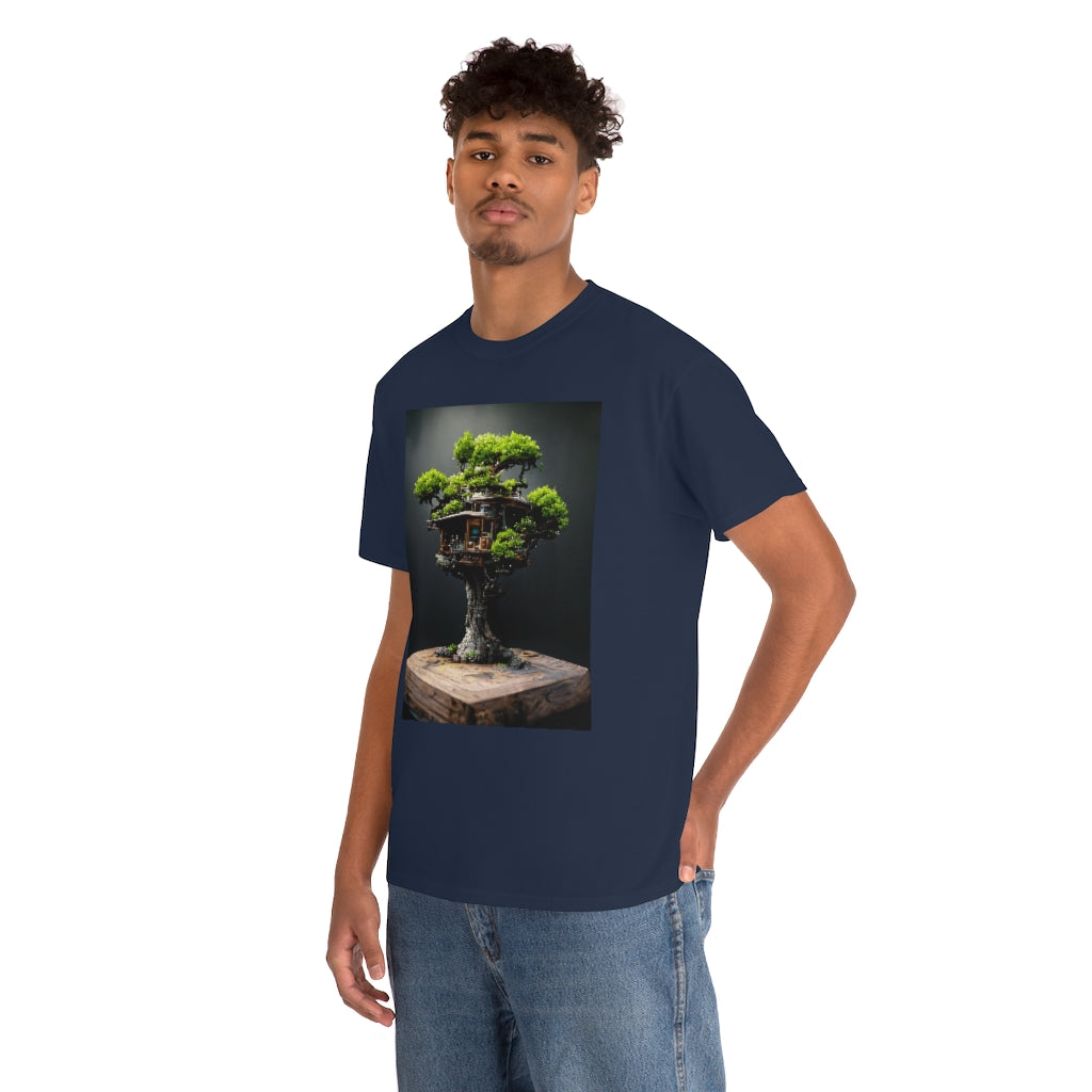 bonsai_oak_tree_treehouse_highly_detailed_octane_render - Unisex Heavy Cotton Tee