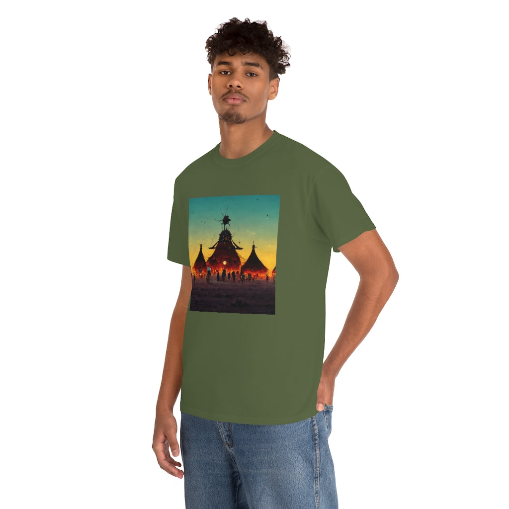 burning_man_festival_in_the_style_of_studio_ghibli - Unisex Heavy Cotton Tee