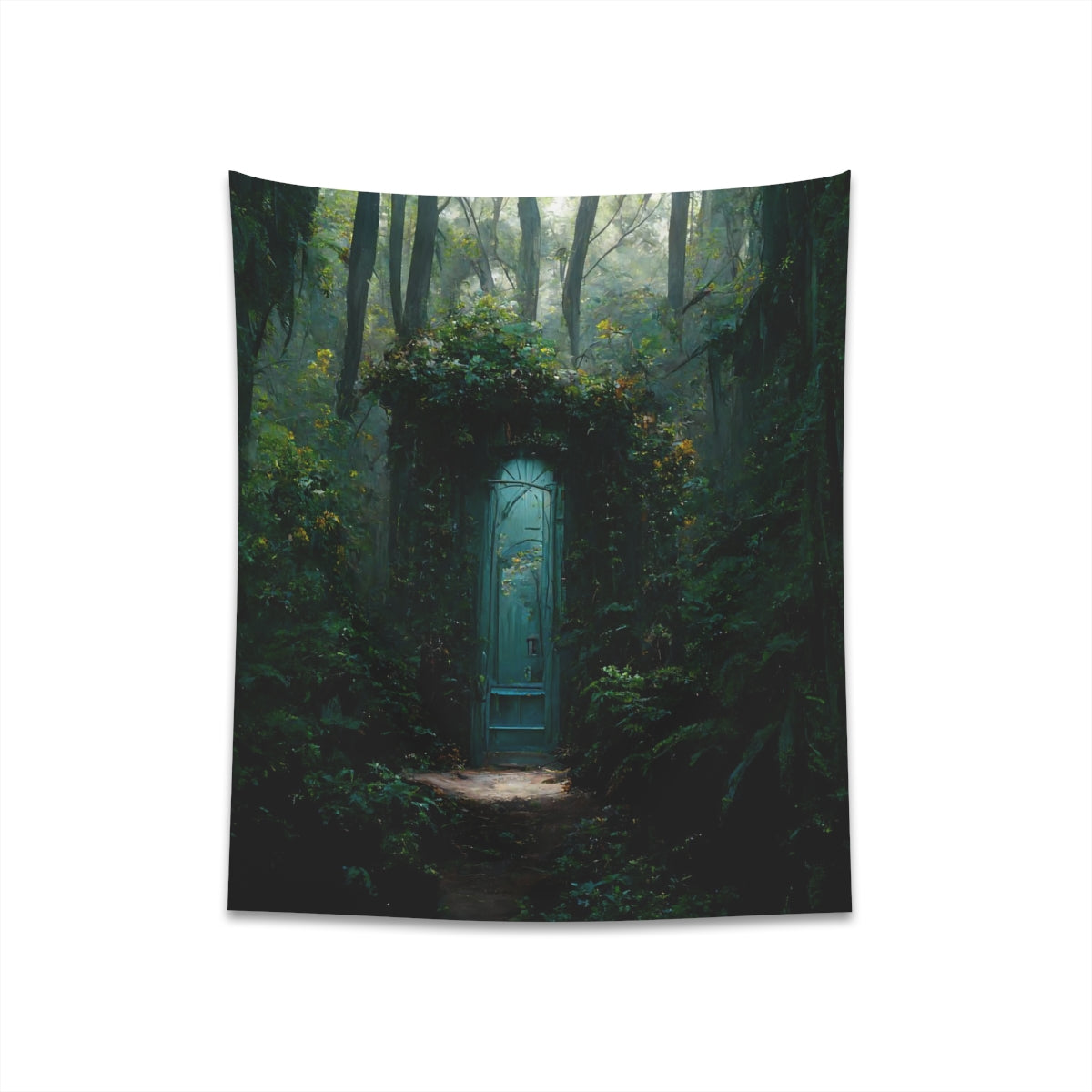 fantasy secret doorway to the feywild hidden in a lush forest environment - Indoor Wall Tapestries