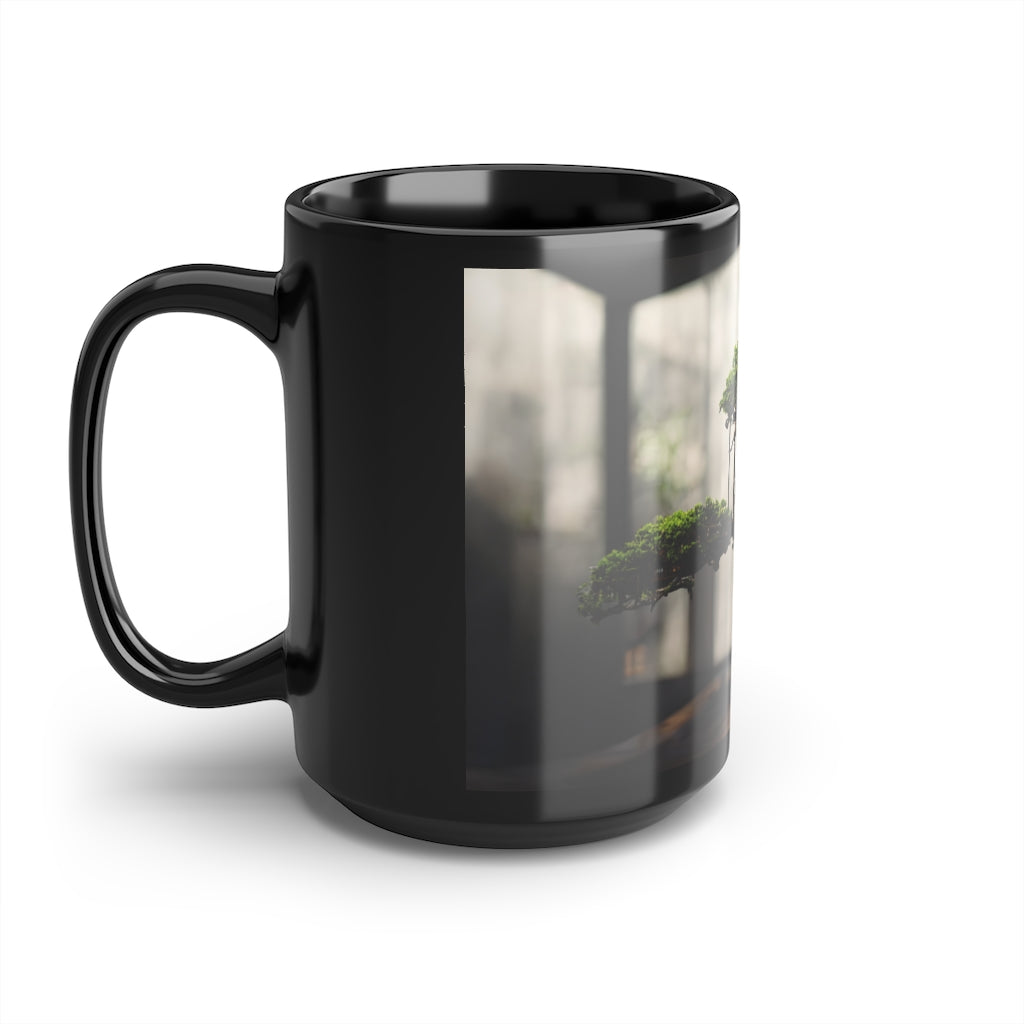 Bonsai Treehouse, Black Mug, 15oz