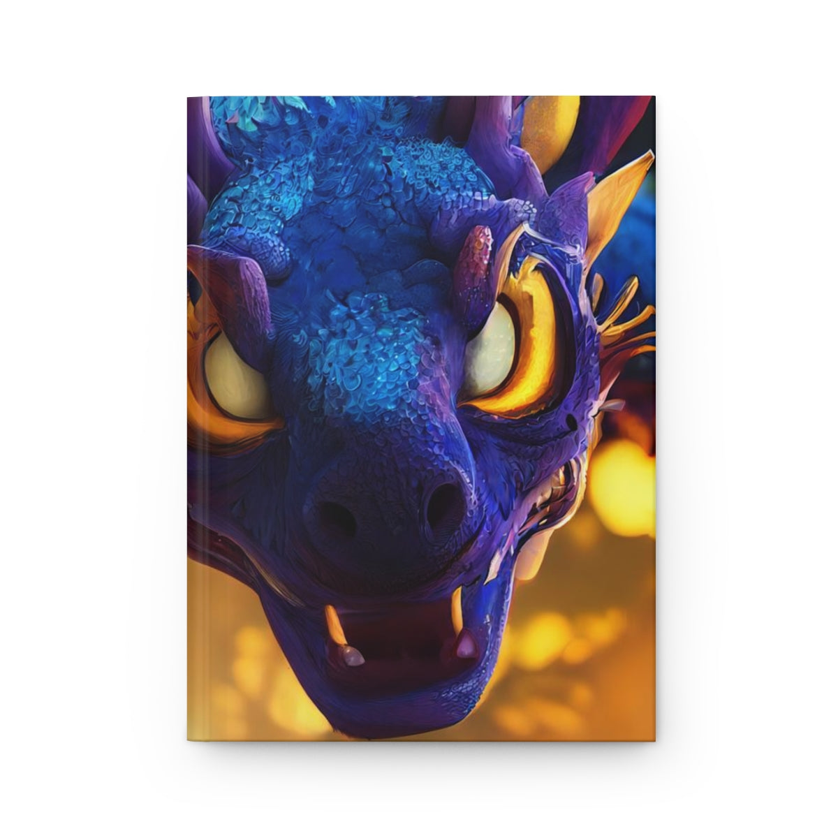 a beautiful portrait of a blue and golden dragon, 8k, fantasy - Hardcover Journal Matte