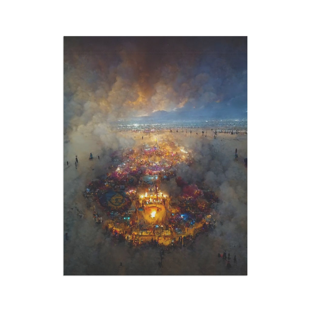 drone shot of burning man from above my monet aerial view - Garden & House Banner