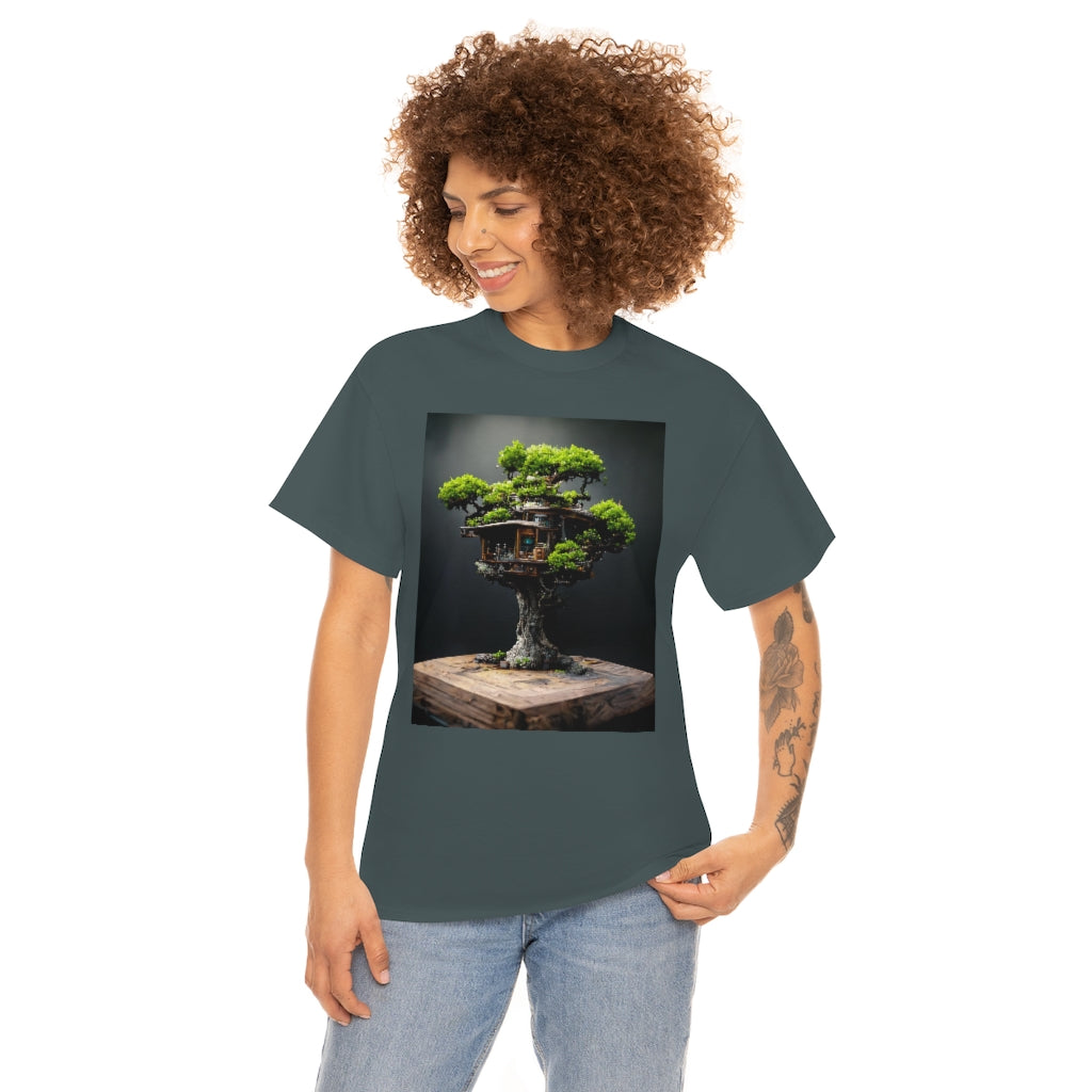 bonsai_oak_tree_treehouse_highly_detailed_octane_render - Unisex Heavy Cotton Tee