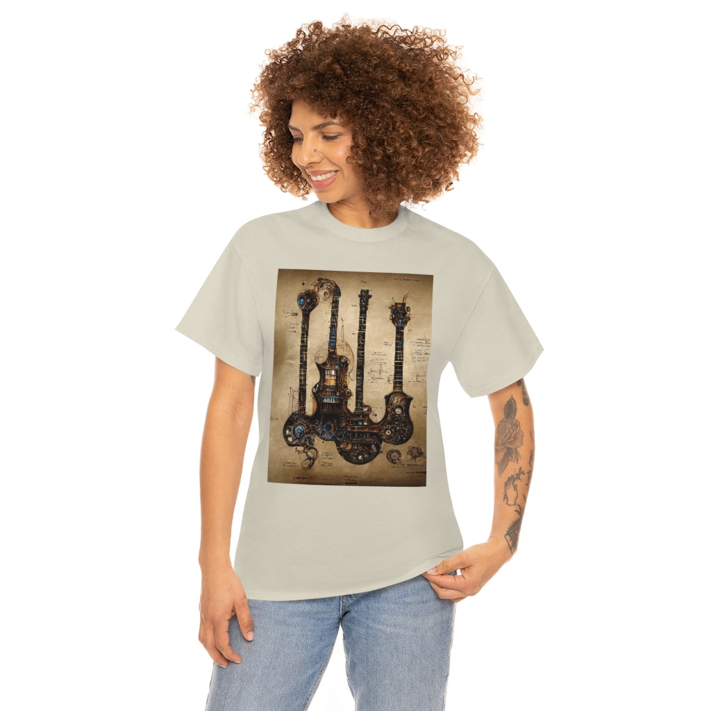 _blueprint_of_a_steampunk_guitar_concept_art - Unisex Heavy Cotton Tee