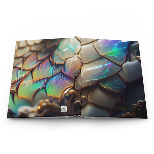 iridescent photorealistic opal dragon scales, symmetric, octane render, ultra detailed, filigree - Hardcover Journal Matte