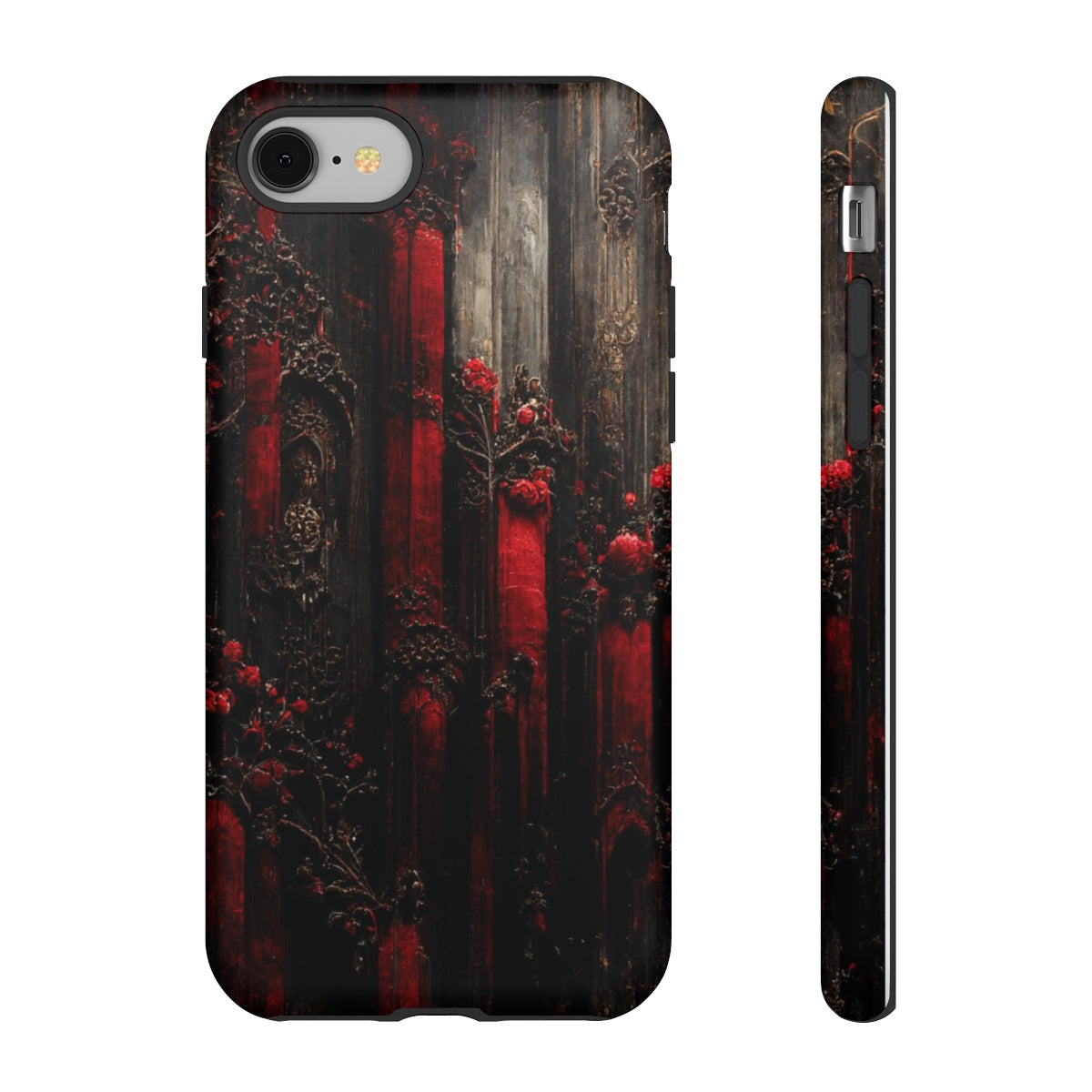 phone case - wall paper texture of red and black gothic painting octane rendering cinematic wooden detailed design frame