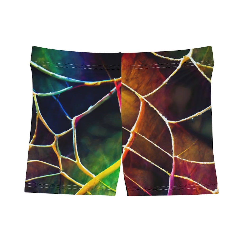 spider web camoflage tiling pattern colorful rainbow - Women's Shorts (AOP)