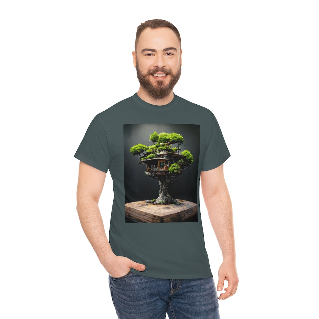 bonsai_oak_tree_treehouse_highly_detailed_octane_render - Unisex Heavy Cotton Tee