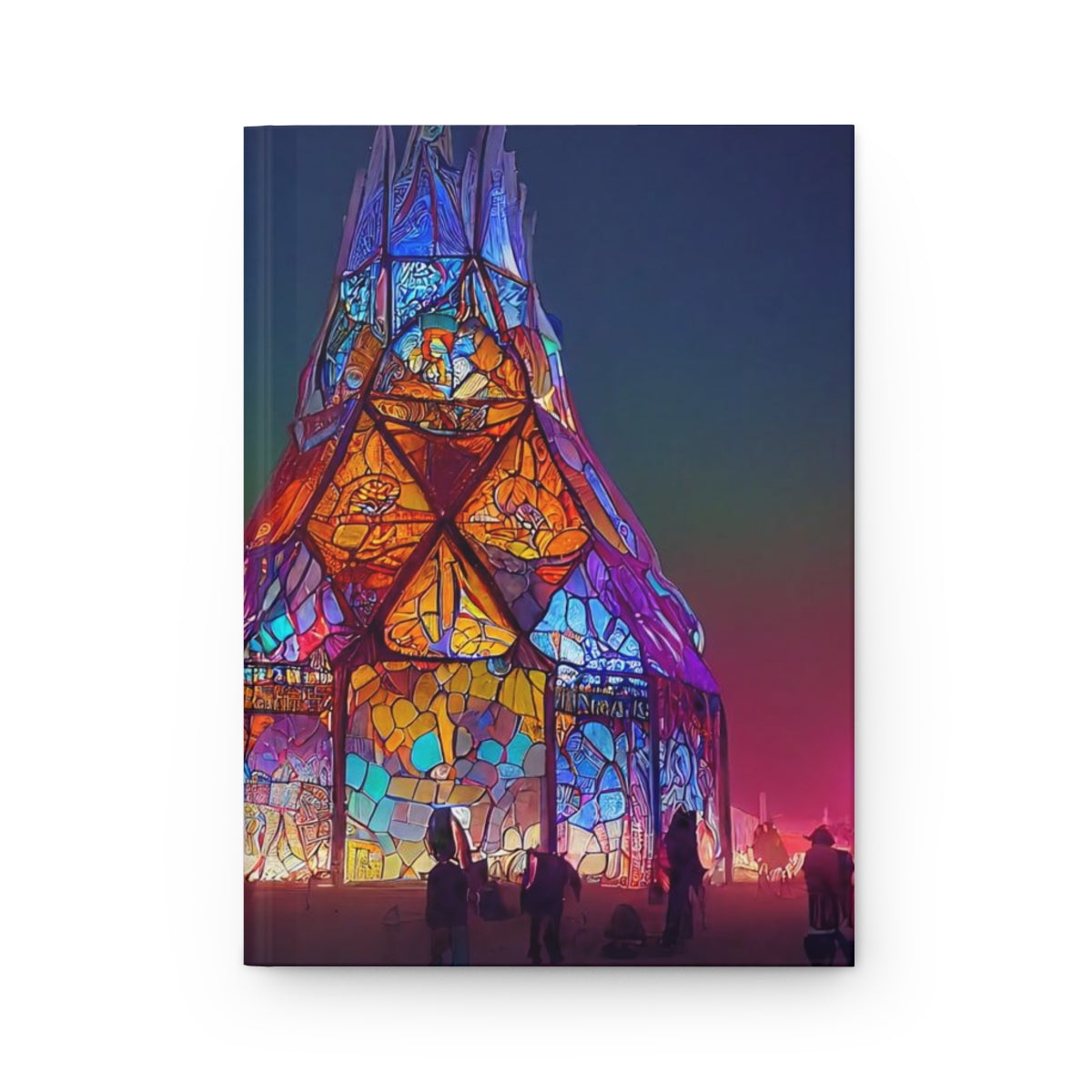 stained glass cathedral at burning man at night - Hardcover Journal Matte