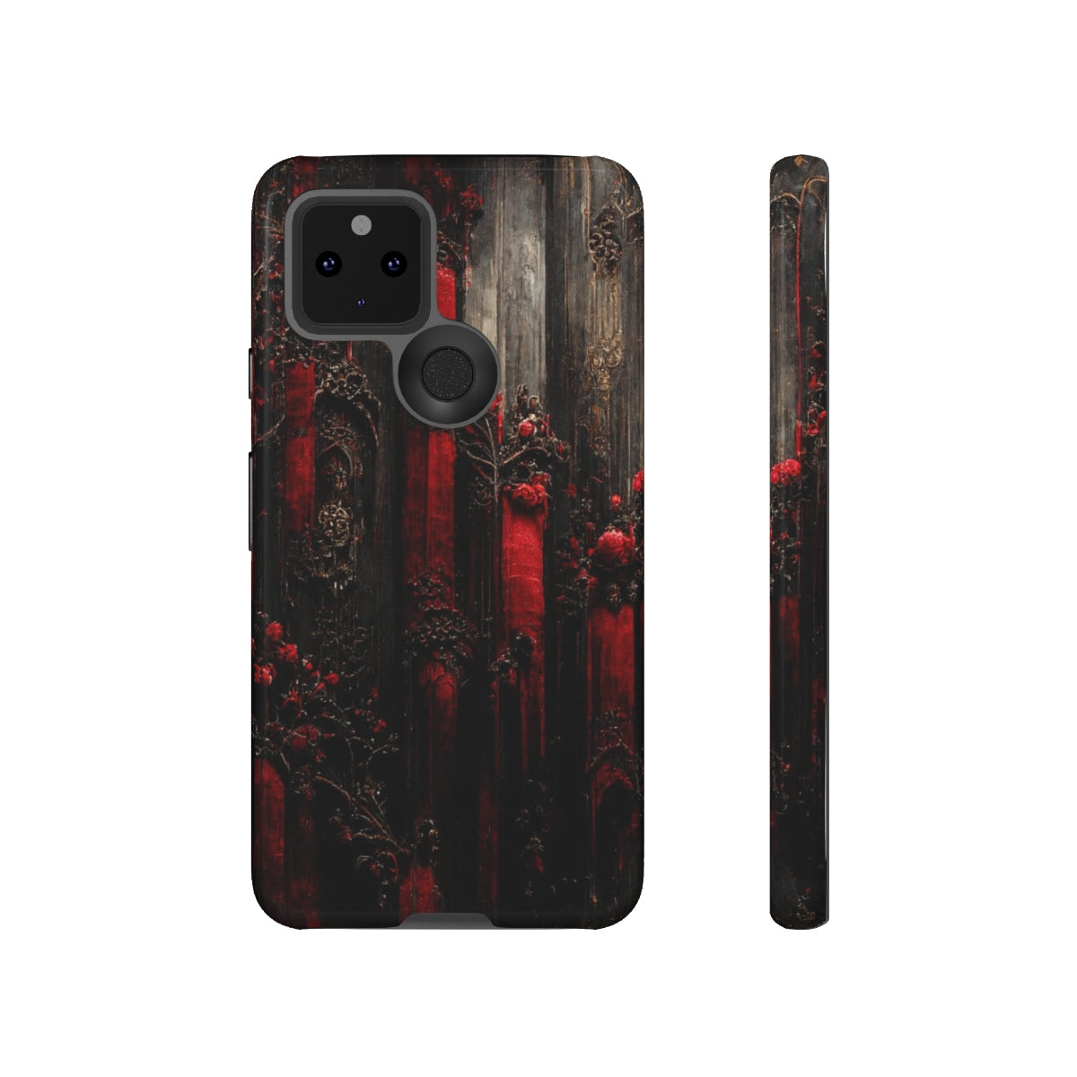 phone case - wall paper texture of red and black gothic painting octane rendering cinematic wooden detailed design frame