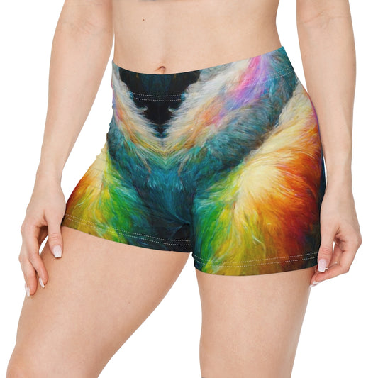 an abstract expanse of fluffy rainbow fur - Women's Shorts (AOP)