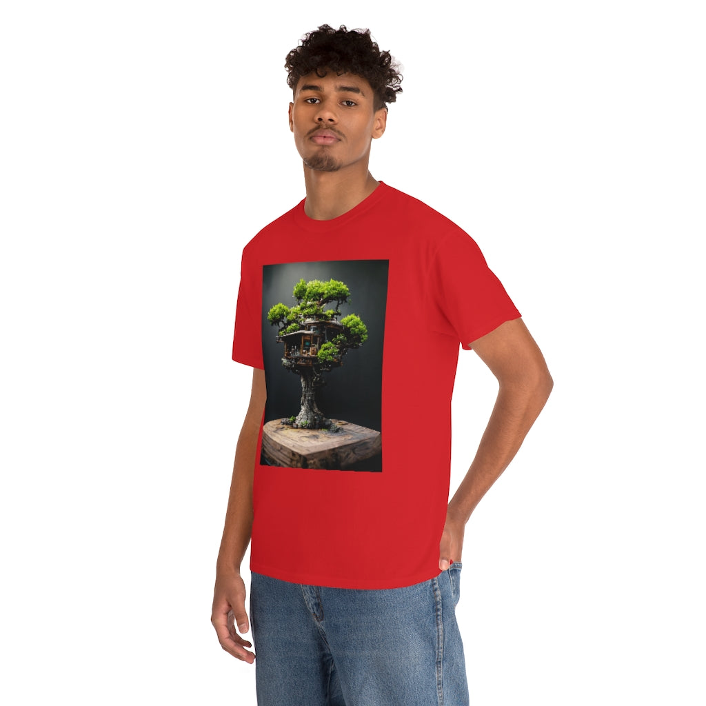 bonsai_oak_tree_treehouse_highly_detailed_octane_render - Unisex Heavy Cotton Tee