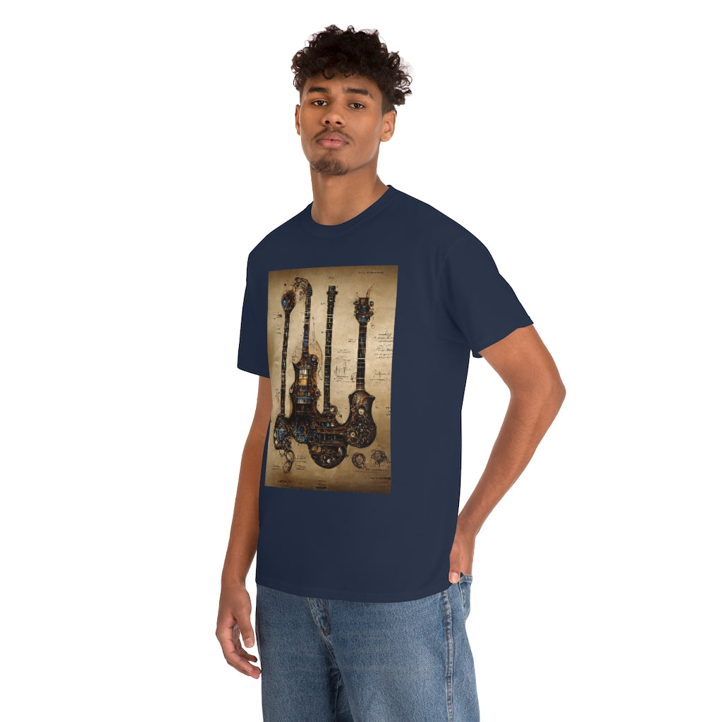 _blueprint_of_a_steampunk_guitar_concept_art - Unisex Heavy Cotton Tee