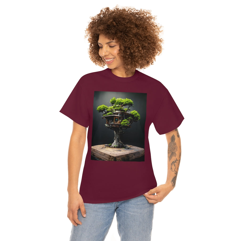 bonsai_oak_tree_treehouse_highly_detailed_octane_render - Unisex Heavy Cotton Tee