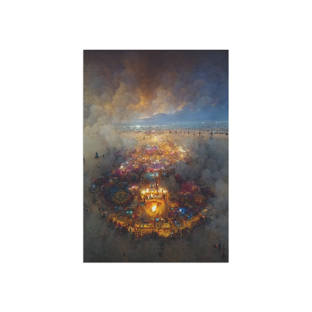 drone shot of burning man from above my monet aerial view - Garden & House Banner