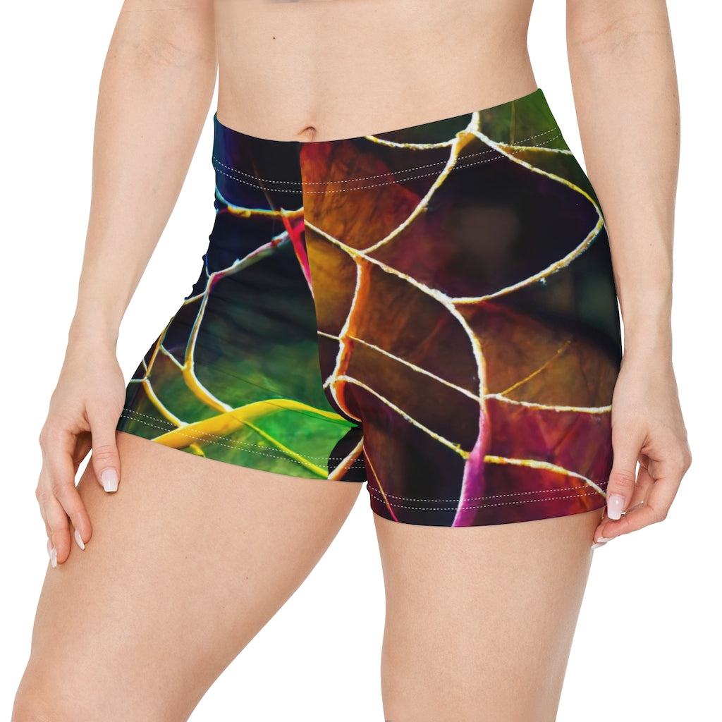 spider web camoflage tiling pattern colorful rainbow - Women's Shorts (AOP)