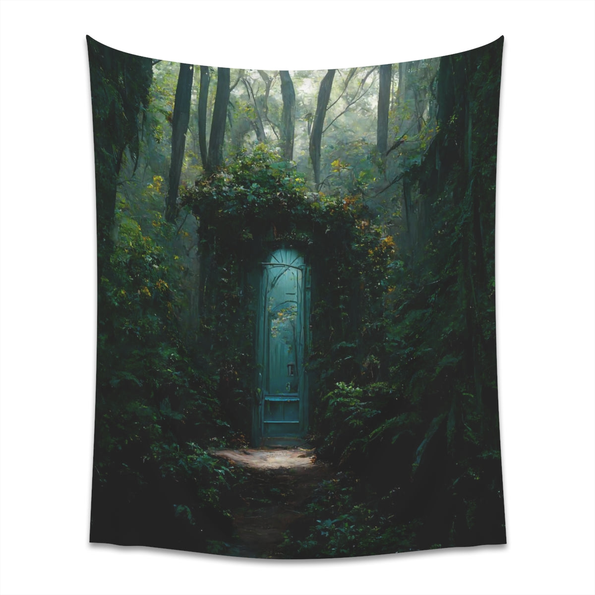 fantasy secret doorway to the feywild hidden in a lush forest environment - Indoor Wall Tapestries