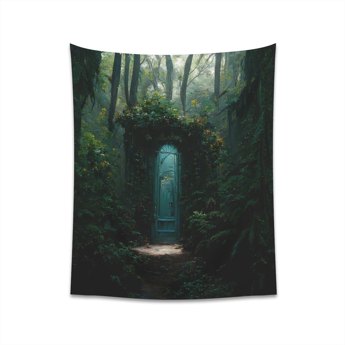 fantasy secret doorway to the feywild hidden in a lush forest environment - Indoor Wall Tapestries