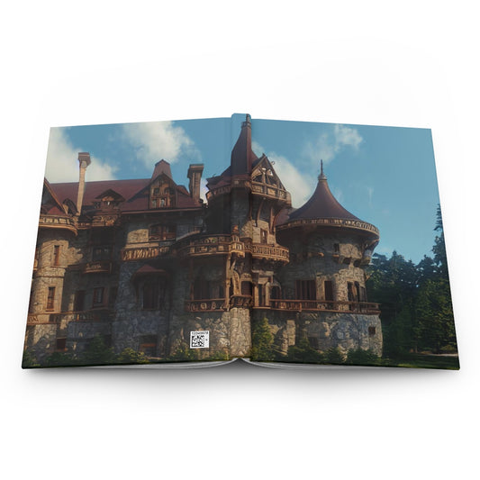 art nouveau castle in the redwood forest hd render + unreal engine 5 - Hardcover Journal Matte