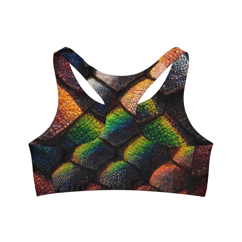 tiling pattern of rainbow scales highly detailed - Seamless Sports Bra (AOP)