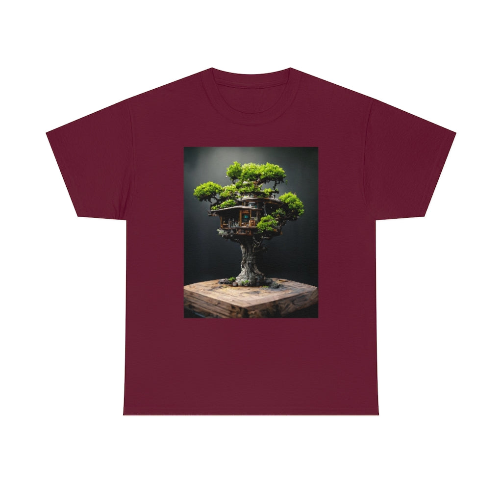 bonsai_oak_tree_treehouse_highly_detailed_octane_render - Unisex Heavy Cotton Tee