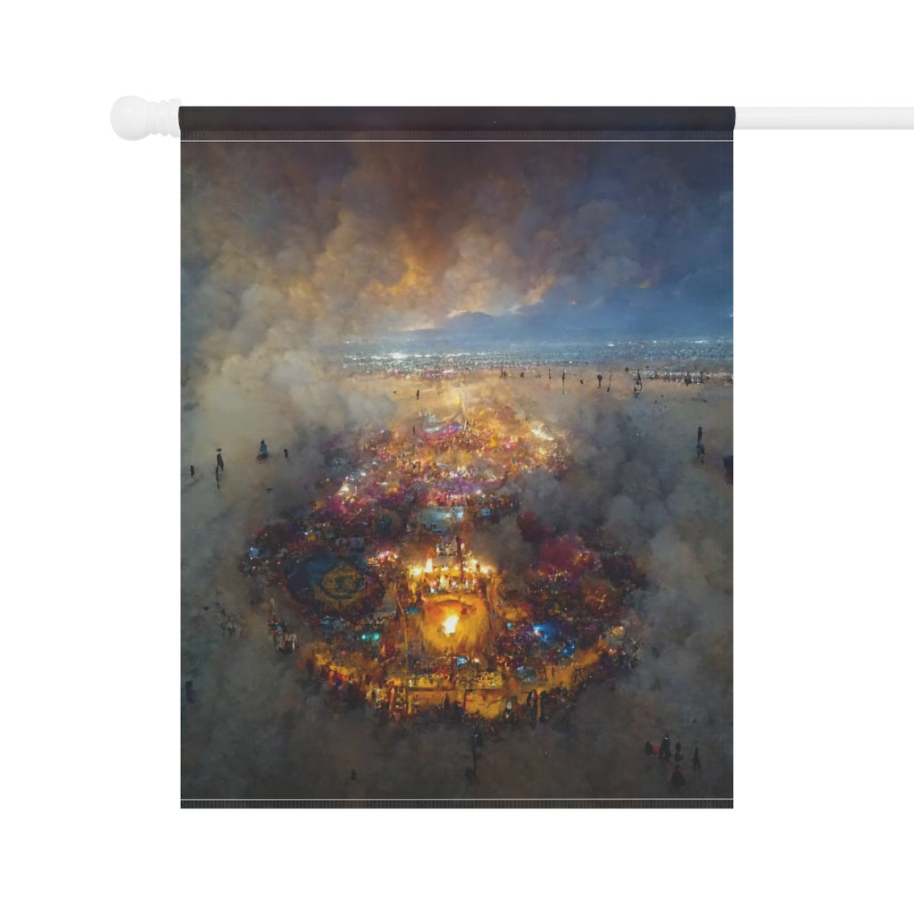 drone shot of burning man from above my monet aerial view - Garden & House Banner