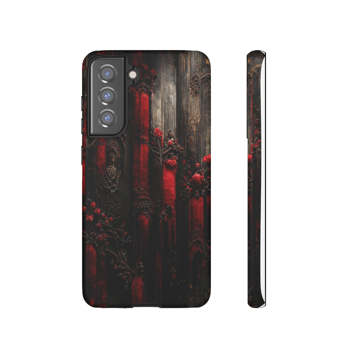 phone case - wall paper texture of red and black gothic painting octane rendering cinematic wooden detailed design frame