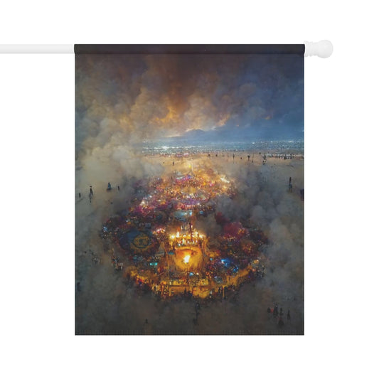 drone shot of burning man from above my monet aerial view - Garden & House Banner