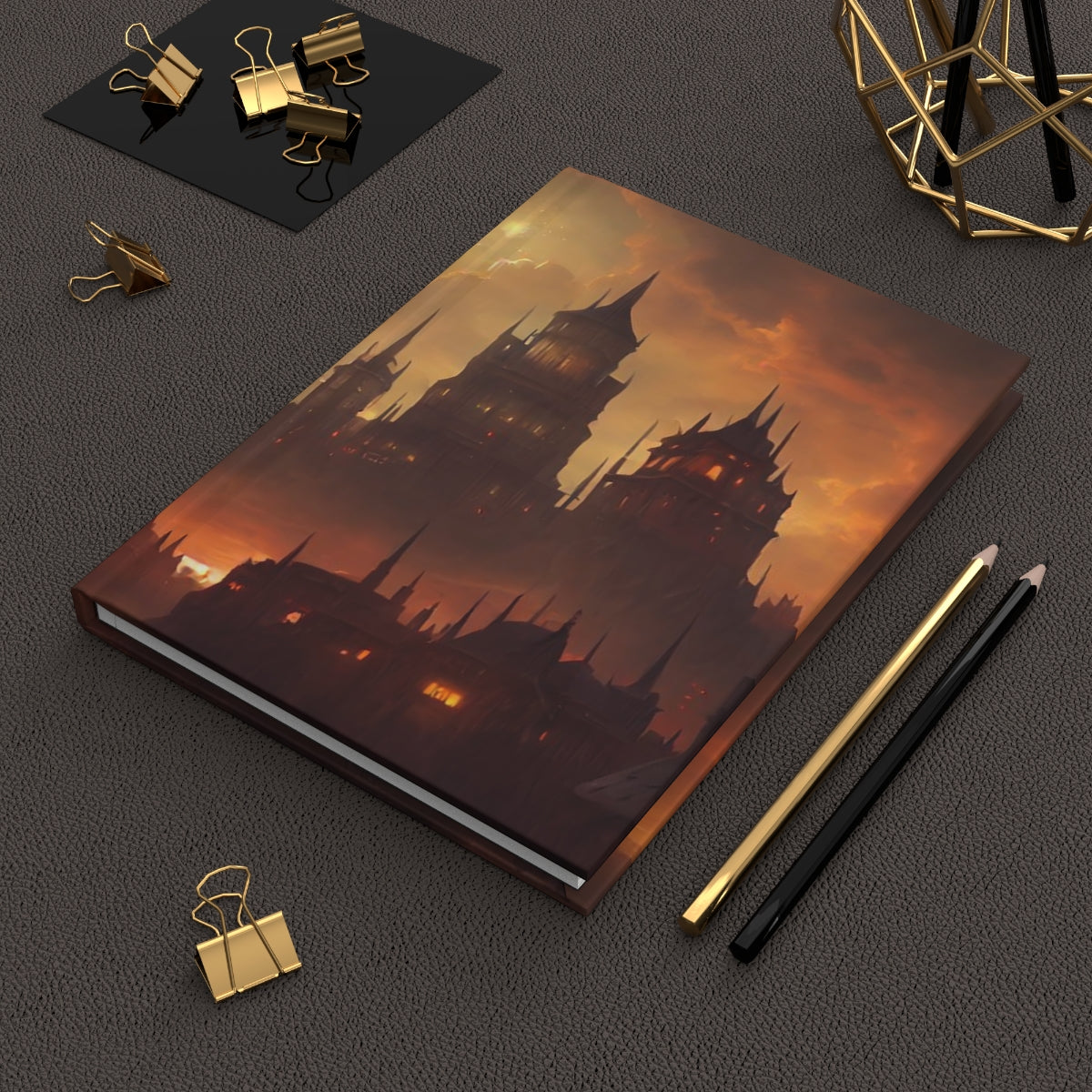 postcard of the city of Waterdeep, dnd, faerun, adventure, epic composition and lighting, fantasy concept art - Hardcover Journal Matte