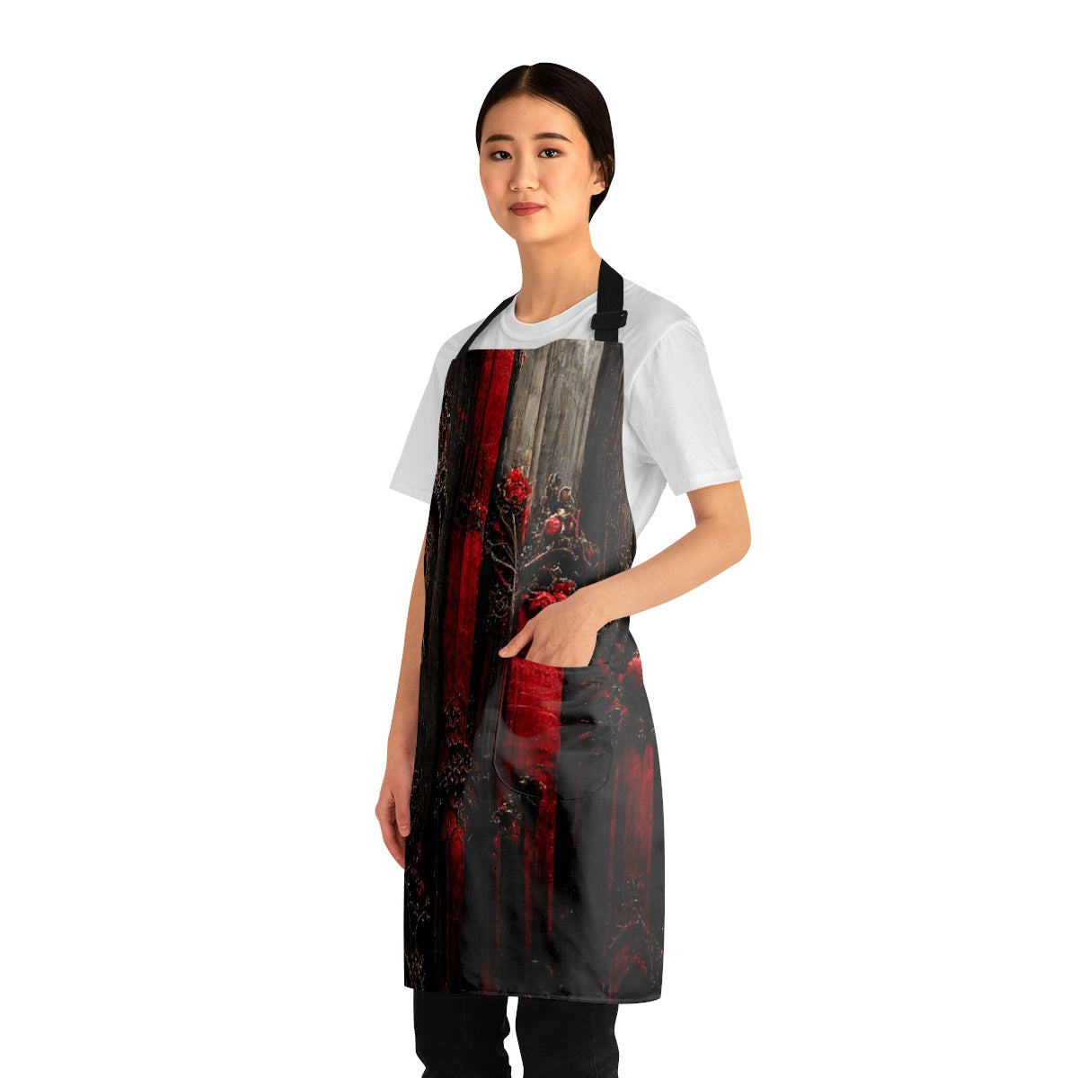 wall paper texture of red and black gothic painting octane rendering cinematic wooden detailed design frame 4 k - Apron