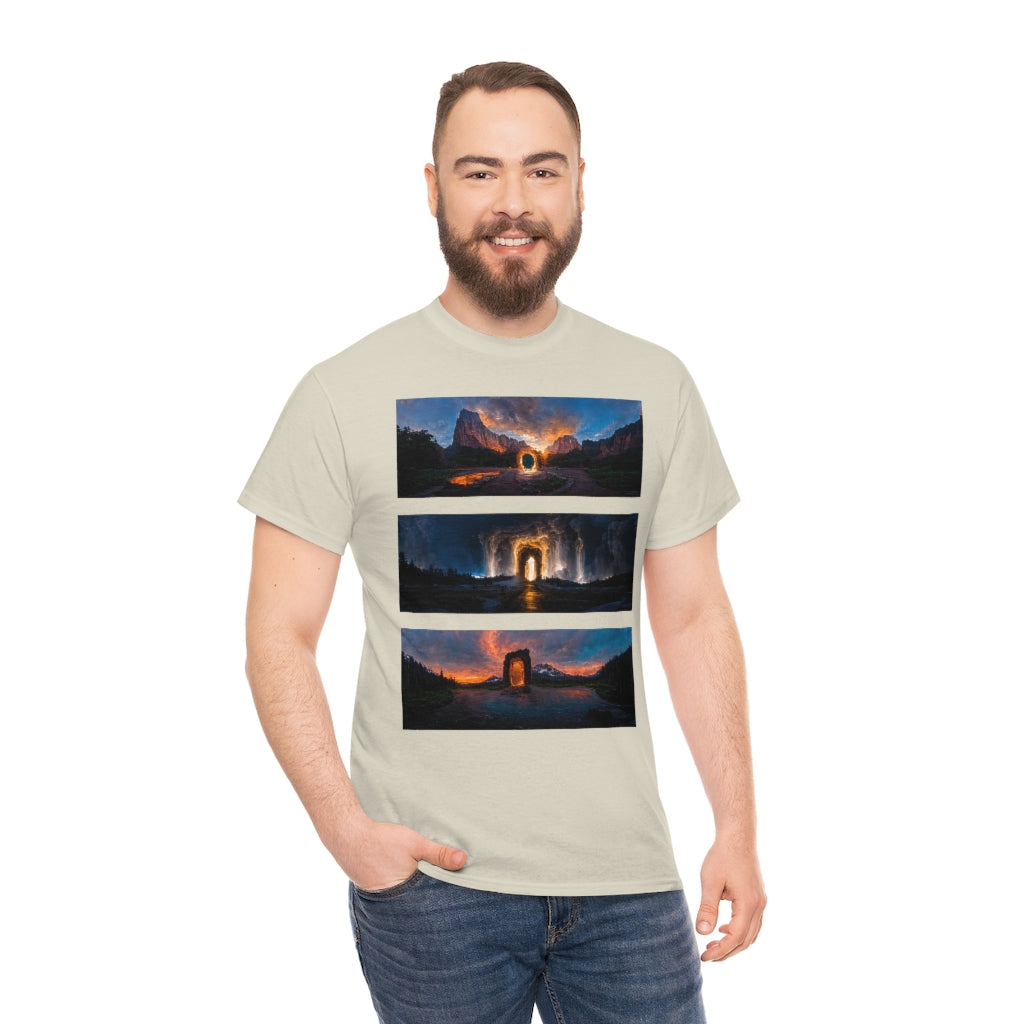 wide_angle_photo_of_a_magical_portal_in_(zion, yellowstone, ranier) - Unisex Heavy Cotton Tee