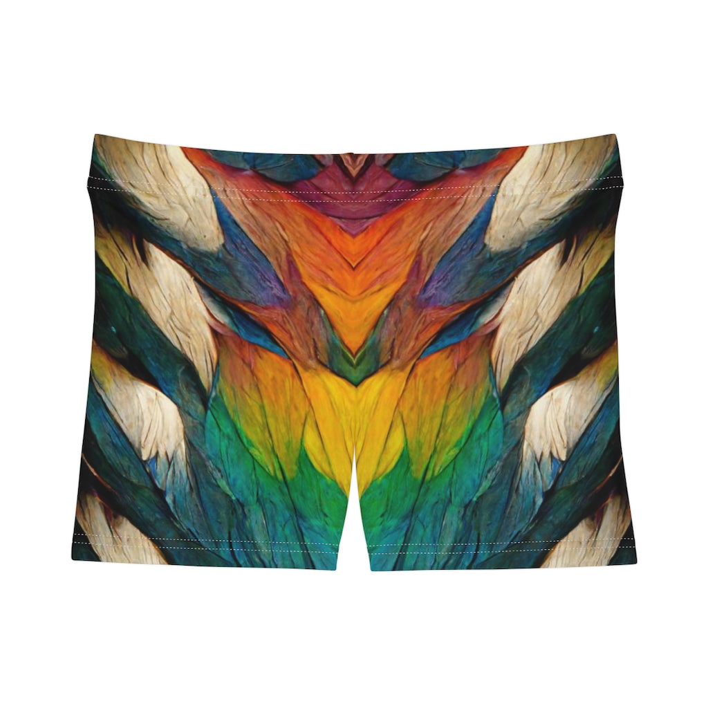 a tiling pattern of rainbow feathers - Women's Shorts (AOP)