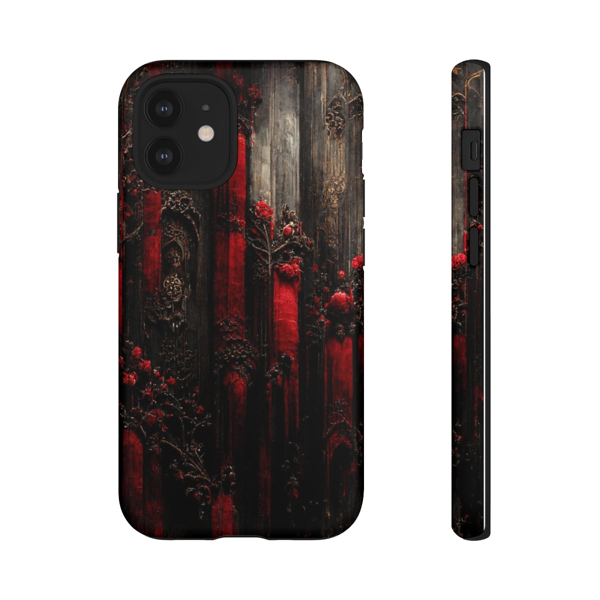 phone case - wall paper texture of red and black gothic painting octane rendering cinematic wooden detailed design frame