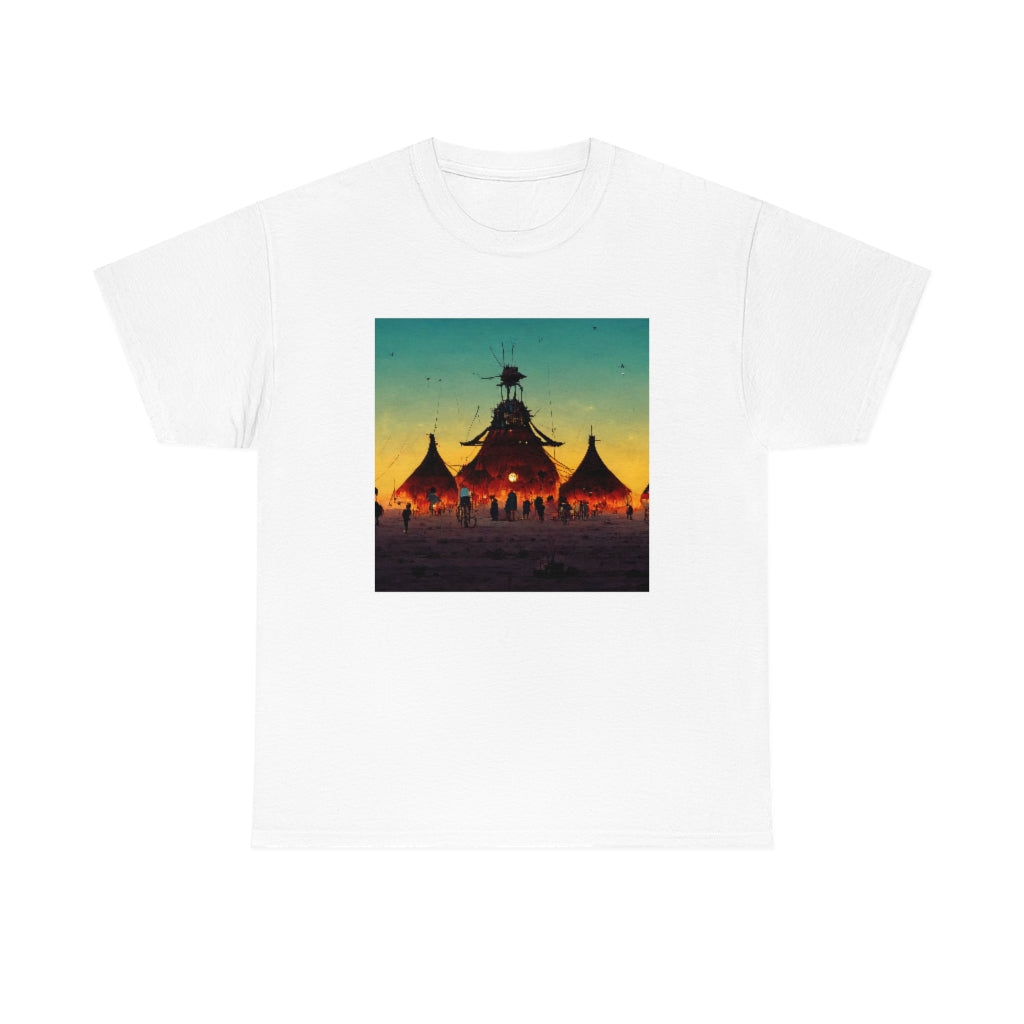 burning_man_festival_in_the_style_of_studio_ghibli - Unisex Heavy Cotton Tee