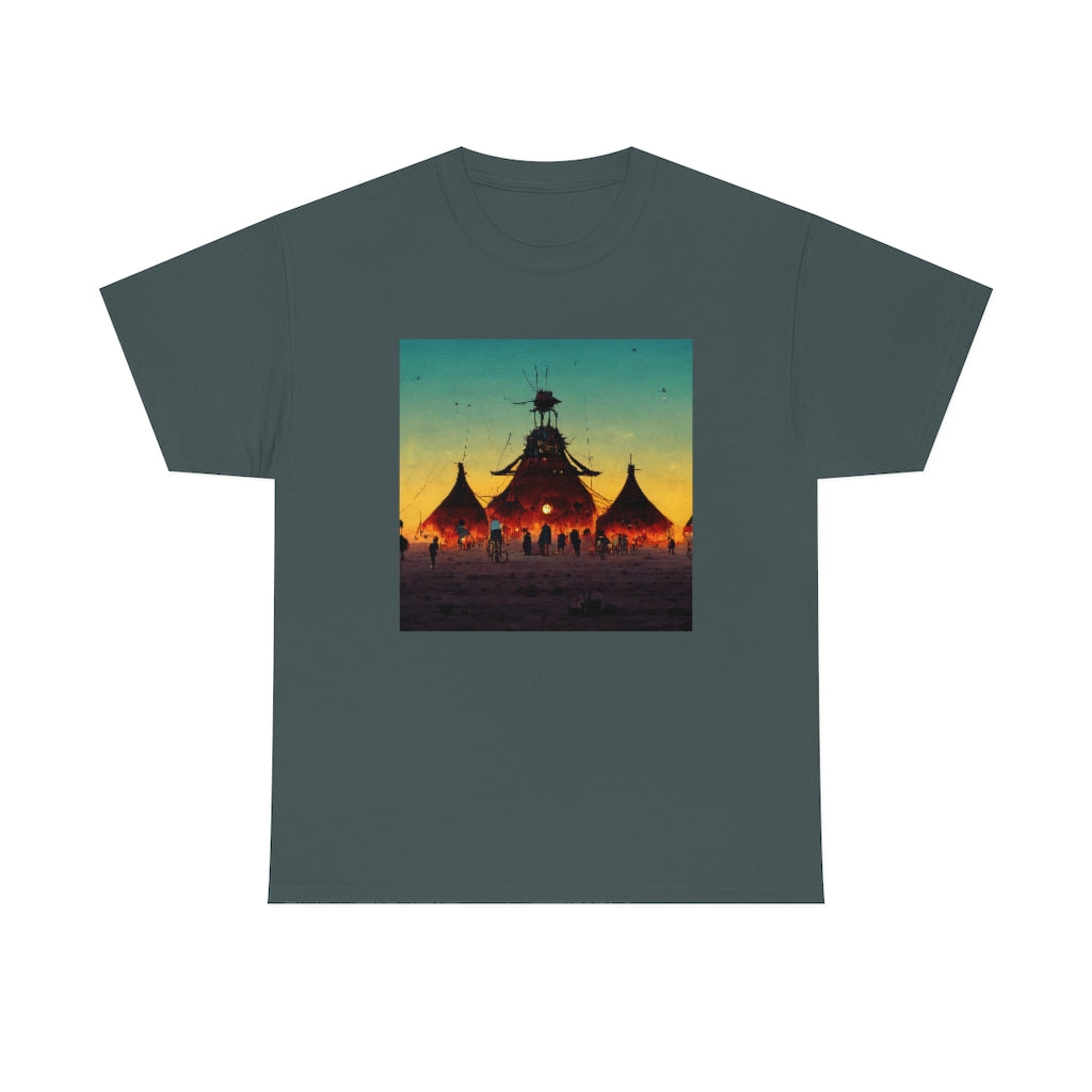 burning_man_festival_in_the_style_of_studio_ghibli - Unisex Heavy Cotton Tee