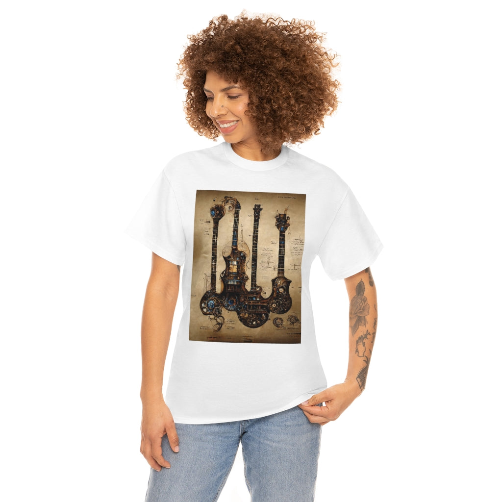 _blueprint_of_a_steampunk_guitar_concept_art - Unisex Heavy Cotton Tee