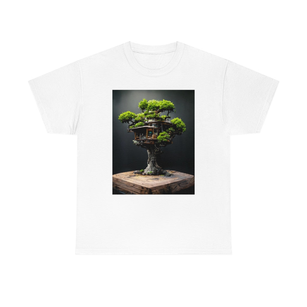 bonsai_oak_tree_treehouse_highly_detailed_octane_render - Unisex Heavy Cotton Tee